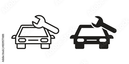 Car mechanic icons Vector hand drawn illustration in doodle style. Simple sketch isolated.