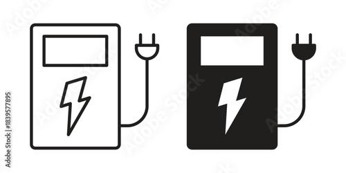 Charging station icons Vector hand drawn illustration in doodle style. Simple sketch isolated.