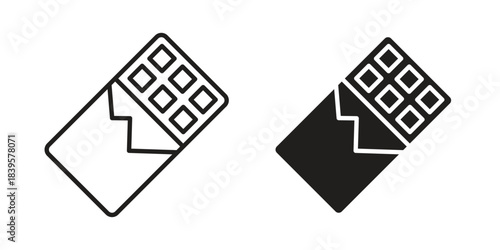 Chocolate icons Vector hand drawn illustration in doodle style. Simple sketch isolated.