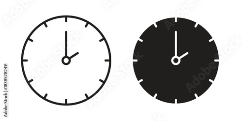 Clock two icons Vector hand drawn illustration in doodle style. Simple sketch isolated.