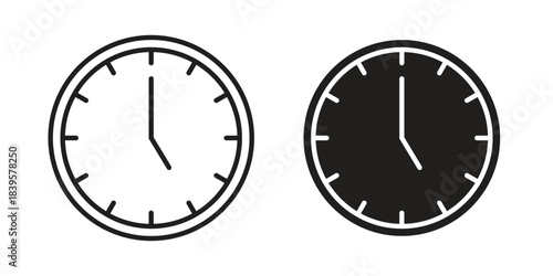 Clock-five icons Vector hand drawn illustration in doodle style. Simple sketch isolated.
