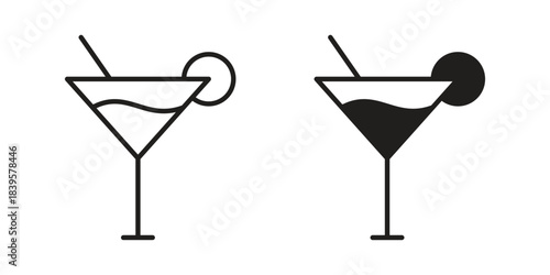 Cocktail icons Vector hand drawn illustration in doodle style. Simple sketch isolated.