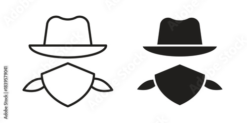 Cowboy icons Vector hand drawn illustration in doodle style. Simple sketch isolated.