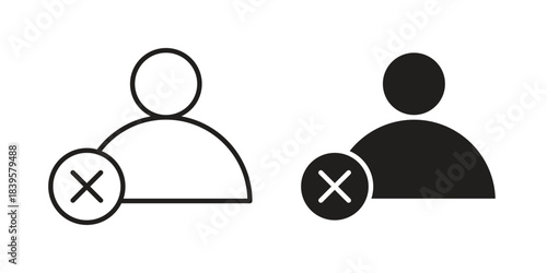 Delete user icons Vector hand drawn illustration in doodle style. Simple sketch isolated.