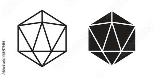 Dice d20 icons Vector hand drawn illustration in doodle style. Simple sketch isolated.
