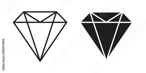 Diamond icons Vector hand drawn illustration in doodle style. Simple sketch isolated.