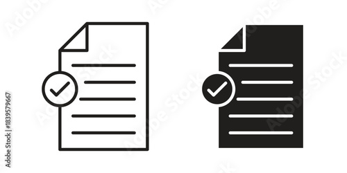 Document accept icons Vector hand drawn illustration in doodle style. Simple sketch isolated.