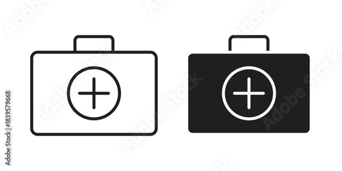 Doctor bag icons Vector hand drawn illustration in doodle style. Simple sketch isolated.