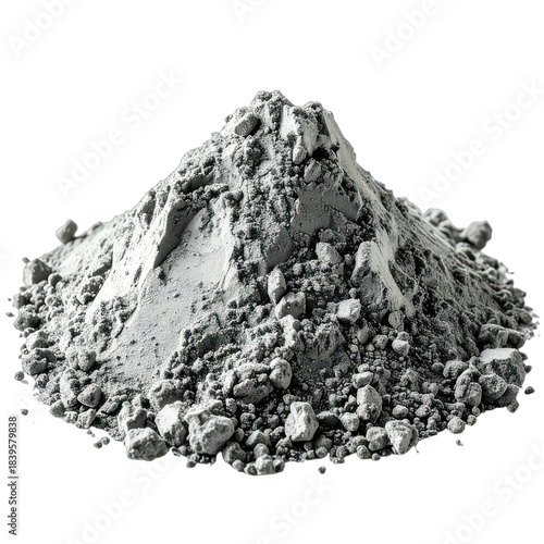 A detailed close-up of a pile of gray powder material against a black background.