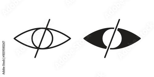 Eye crossed icons Vector hand drawn illustration in doodle style. Simple sketch isolated.