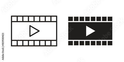 Film icons Vector hand drawn illustration in doodle style. Simple sketch isolated.