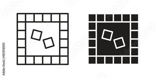 Game board icons Vector hand drawn illustration in doodle style. Simple sketch isolated.