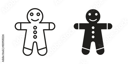 Gingerbread man icons Vector hand drawn illustration in doodle style. Simple sketch isolated.