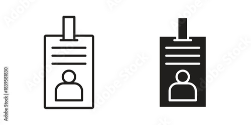 ID badge icons Vector hand drawn illustration in doodle style. Simple sketch isolated.