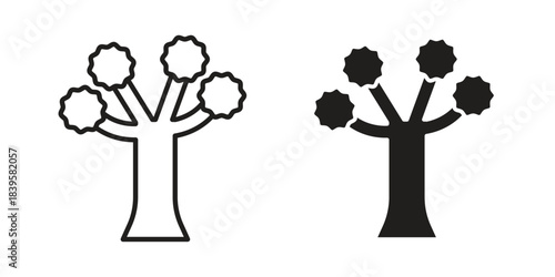Joshua tree icons Vector hand drawn illustration in doodle style. Simple sketch isolated.