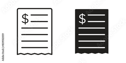 Invoice icons Vector hand drawn illustration in doodle style. Simple sketch isolated.