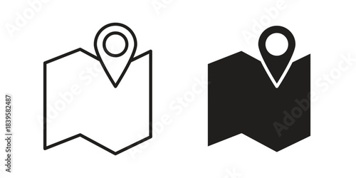 Map icons Vector hand drawn illustration in doodle style. Simple sketch isolated.
