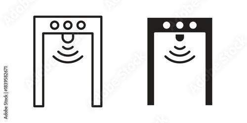 Metal detector icons Vector hand drawn illustration in doodle style. Simple sketch isolated.