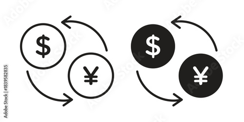 Money exchange icons Vector hand drawn illustration in doodle style. Simple sketch isolated.