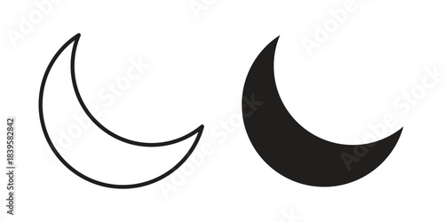 Moon icons Vector hand drawn illustration in doodle style. Simple sketch isolated.