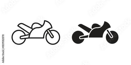 Motorcycle icons Vector hand drawn illustration in doodle style. Simple sketch isolated.