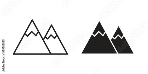 Mountains icons Vector hand drawn illustration in doodle style. Simple sketch isolated.