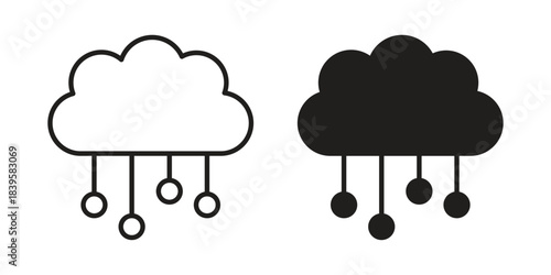 Network cloud icons Vector hand drawn illustration in doodle style. Simple sketch isolated.