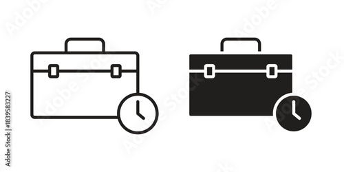 Office time icons Vector hand drawn illustration in doodle style. Simple sketch isolated.
