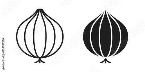 Onion icons Vector hand drawn illustration in doodle style. Simple sketch isolated.