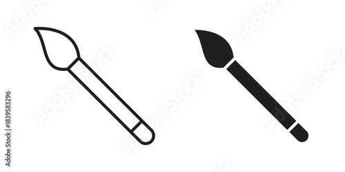 Paint brush icons Vector hand drawn illustration in doodle style. Simple sketch isolated.