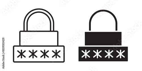 Password icons Vector hand drawn illustration in doodle style. Simple sketch isolated.