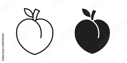 Peach icons Vector hand drawn illustration in doodle style. Simple sketch isolated.