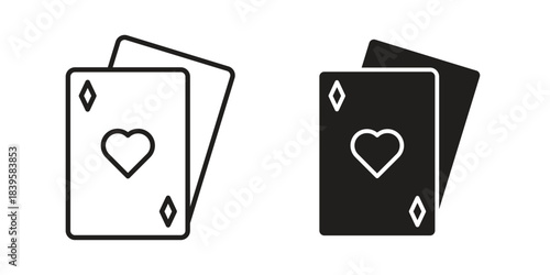 Playing cards icons Vector hand drawn illustration in doodle style. Simple sketch isolated.
