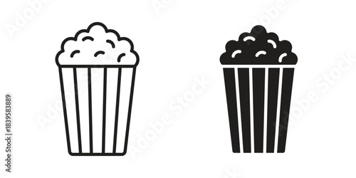 Popcorn icons Vector hand drawn illustration in doodle style. Simple sketch isolated.