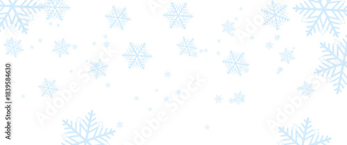 Minimalist Winter Element Featuring Randomly Placed Snow Crystals, Excellent for Use as an Overlay or Seasonal Banner Background.