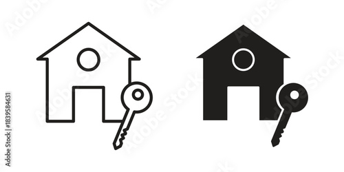 Selling or rent home icons Vector hand drawn illustration in doodle style. Simple sketch isolated.