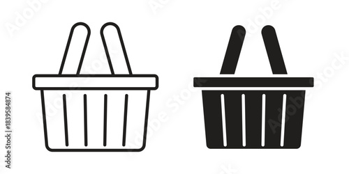 Shopping basket icons Vector hand drawn illustration in doodle style. Simple sketch isolated.