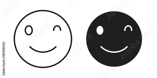 Smile wink icons Vector hand drawn illustration in doodle style. Simple sketch isolated.