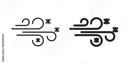 Snow blowing icons Vector hand drawn illustration in doodle style. Simple sketch isolated.