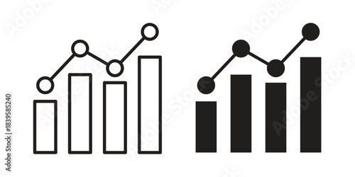 Stats icons Vector hand drawn illustration in doodle style. Simple sketch isolated.