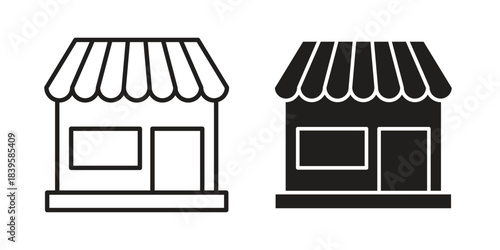 Store icons Vector hand drawn illustration in doodle style. Simple sketch isolated.