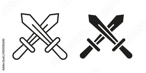 Sword icons Vector hand drawn illustration in doodle style. Simple sketch isolated.