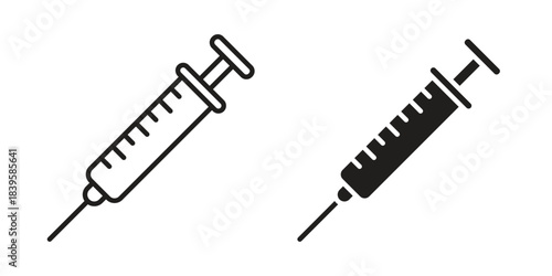 Syringe icons Vector hand drawn illustration in doodle style. Simple sketch isolated.