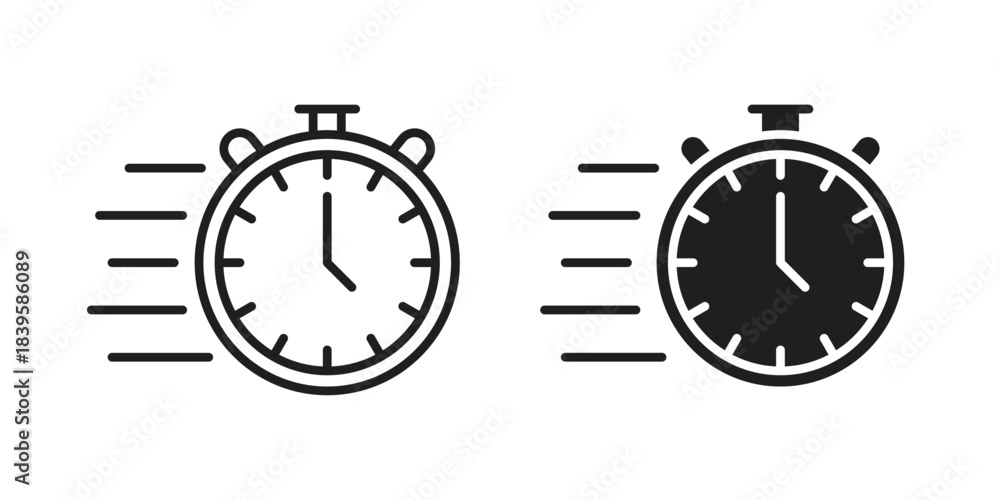 Fototapeta premium Time fast icons Vector hand drawn illustration in doodle style. Simple sketch isolated.