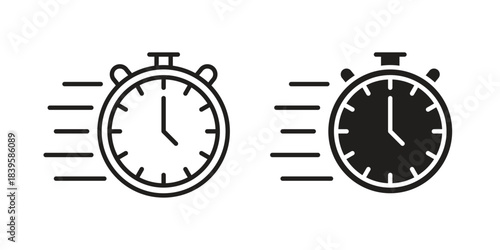 Time fast icons Vector hand drawn illustration in doodle style. Simple sketch isolated.