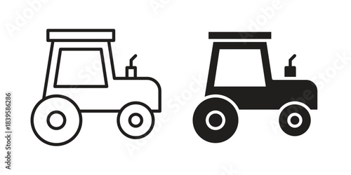 Tractor icons Vector hand drawn illustration in doodle style. Simple sketch isolated.