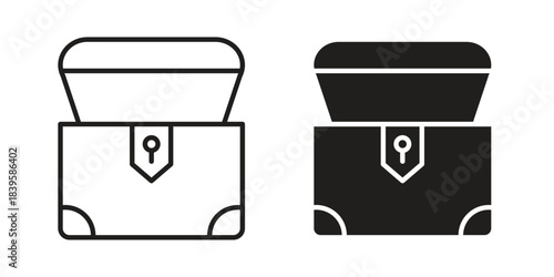 Treasure chest icons Vector hand drawn illustration in doodle style. Simple sketch isolated.