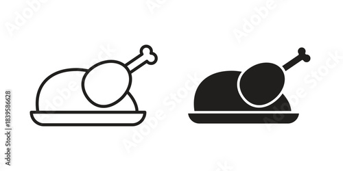 Turkey icons Vector hand drawn illustration in doodle style. Simple sketch isolated.