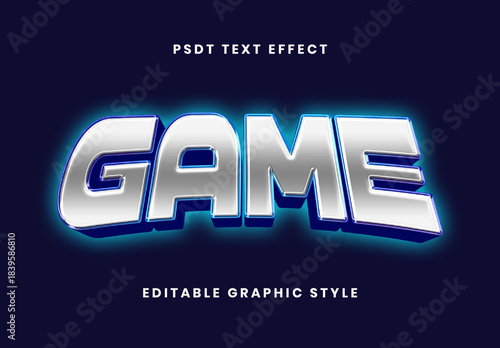 Silver And Blue Esports Neon Text Effect Chrome Outline Font