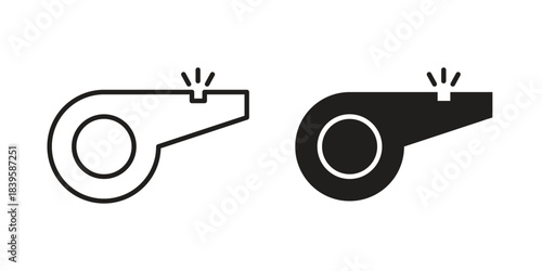 Whistle icons Vector hand drawn illustration in doodle style. Simple sketch isolated.